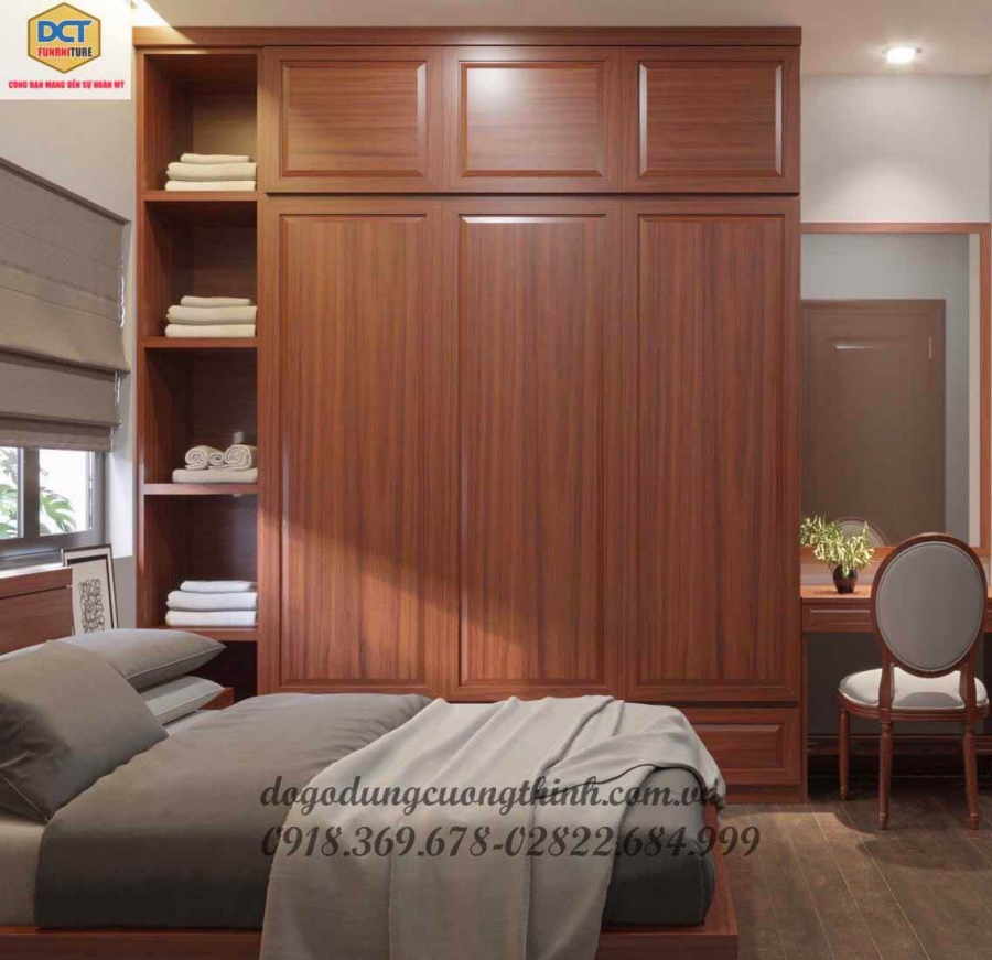 Tủ áo thiết kế gỗ gõ đỏ TA30GD